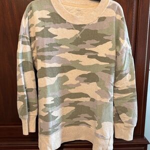 aerie side split oversized sweatshirt, camo, size M